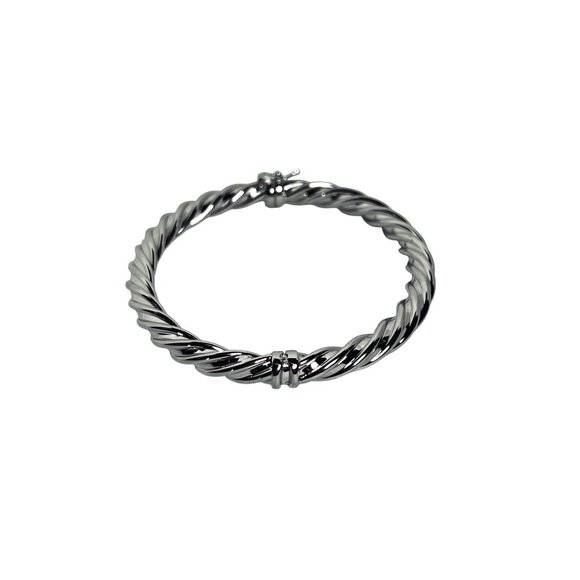 Bronze Milor Italy Twisted Silver Tone Hinged Bracelet With Safety Clasp (6228) - Picture 4 of 5